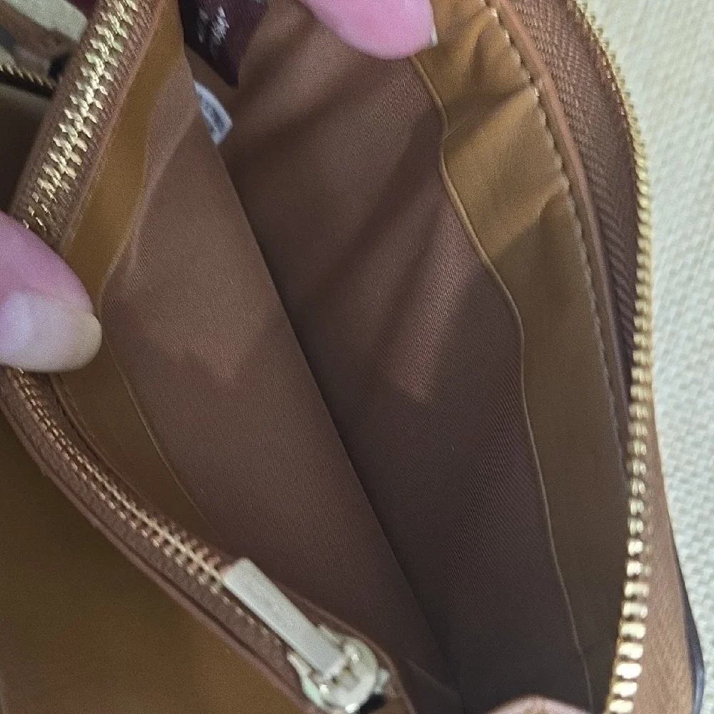 Coach Tan/Brown Signature Zip Wallet Wristlet